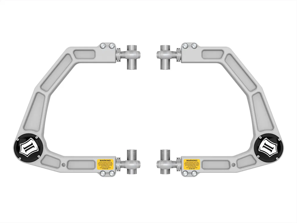 58561DJ – ICON Control Arm, Boxed Non Adjustable Silver Billet Aluminum Non Greaseable Set Of 2